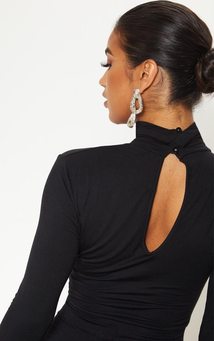 Black Roll Neck Long Sleeve Jumpsuit Product Image