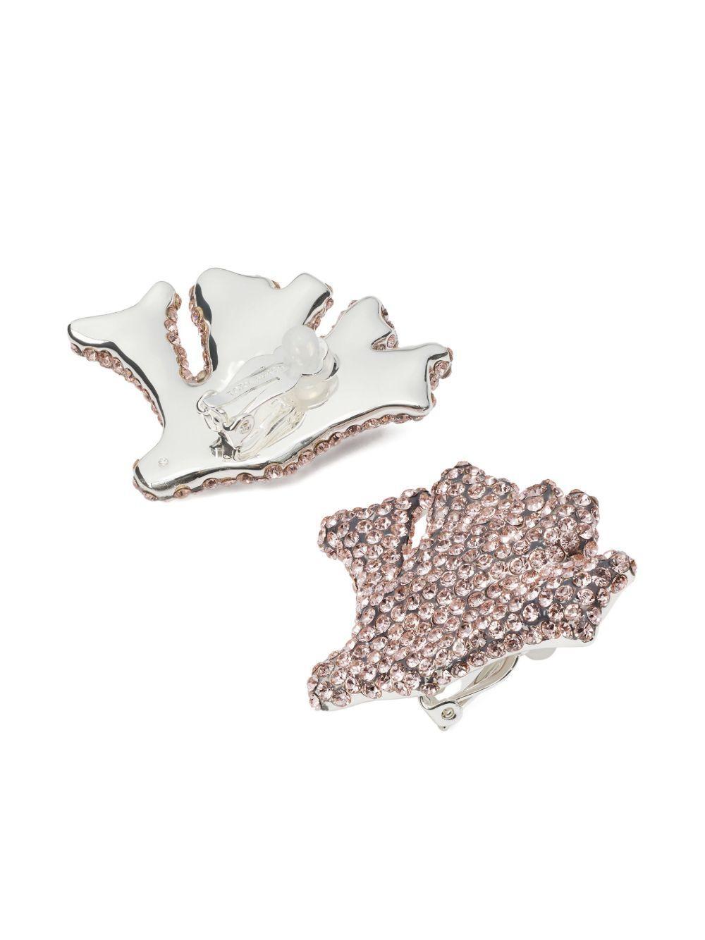 Coral rhinestone-embellished clip-on earrings Product Image