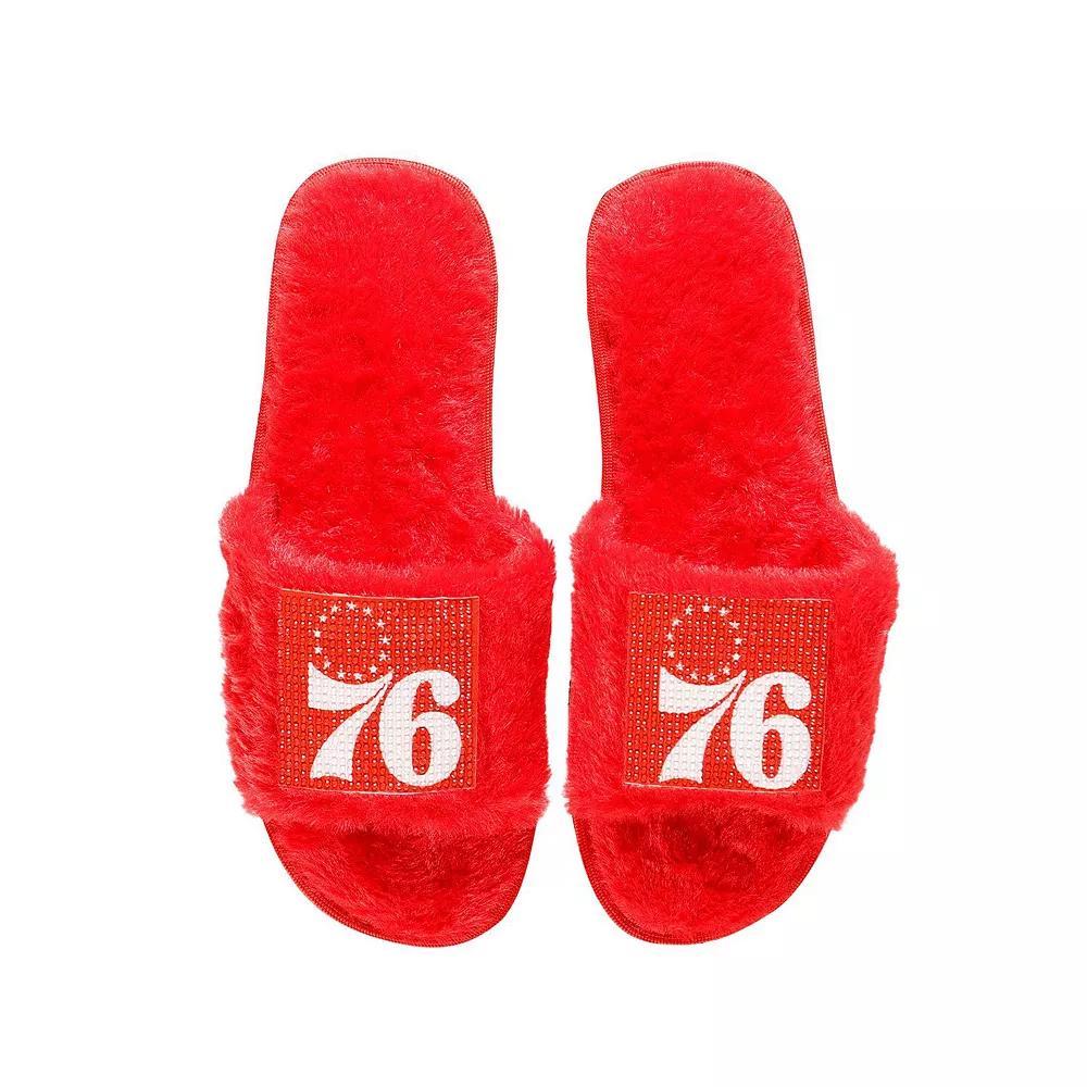 Women's FOCO Red Philadelphia 76ers Rhinestone Fuzzy Slippers, Size: Small, 76r Red Product Image