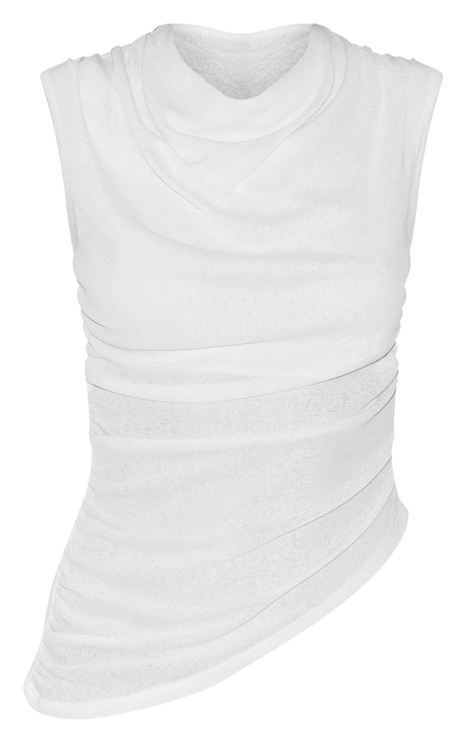 White Burnout Mesh Asymmetric Hem Long Top Product Image