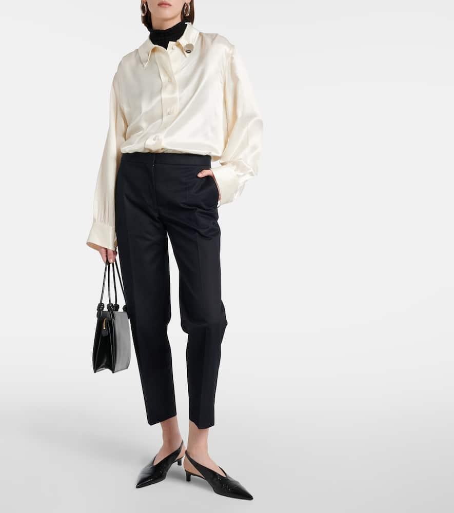 JIL SANDER Schmale Hose Aus Baumwolle In Blau Product Image