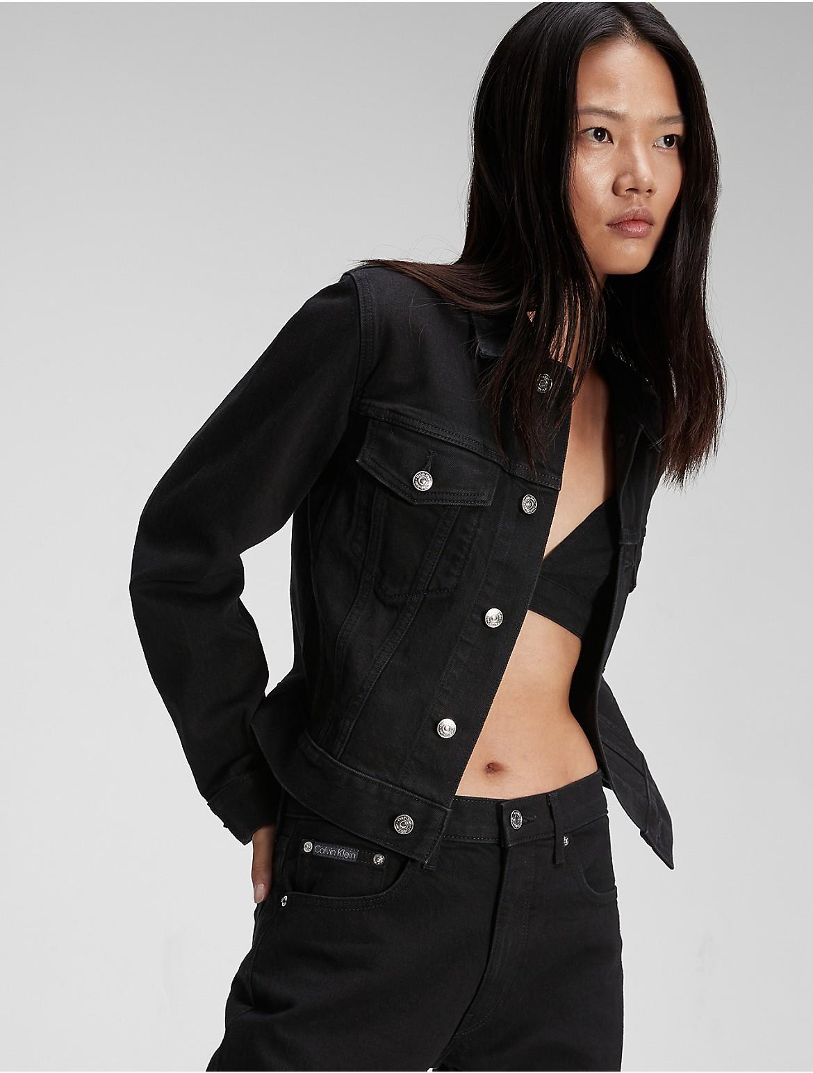 Calvin Klein Women's Classic Denim Trucker Jacket - Black - XL Product Image