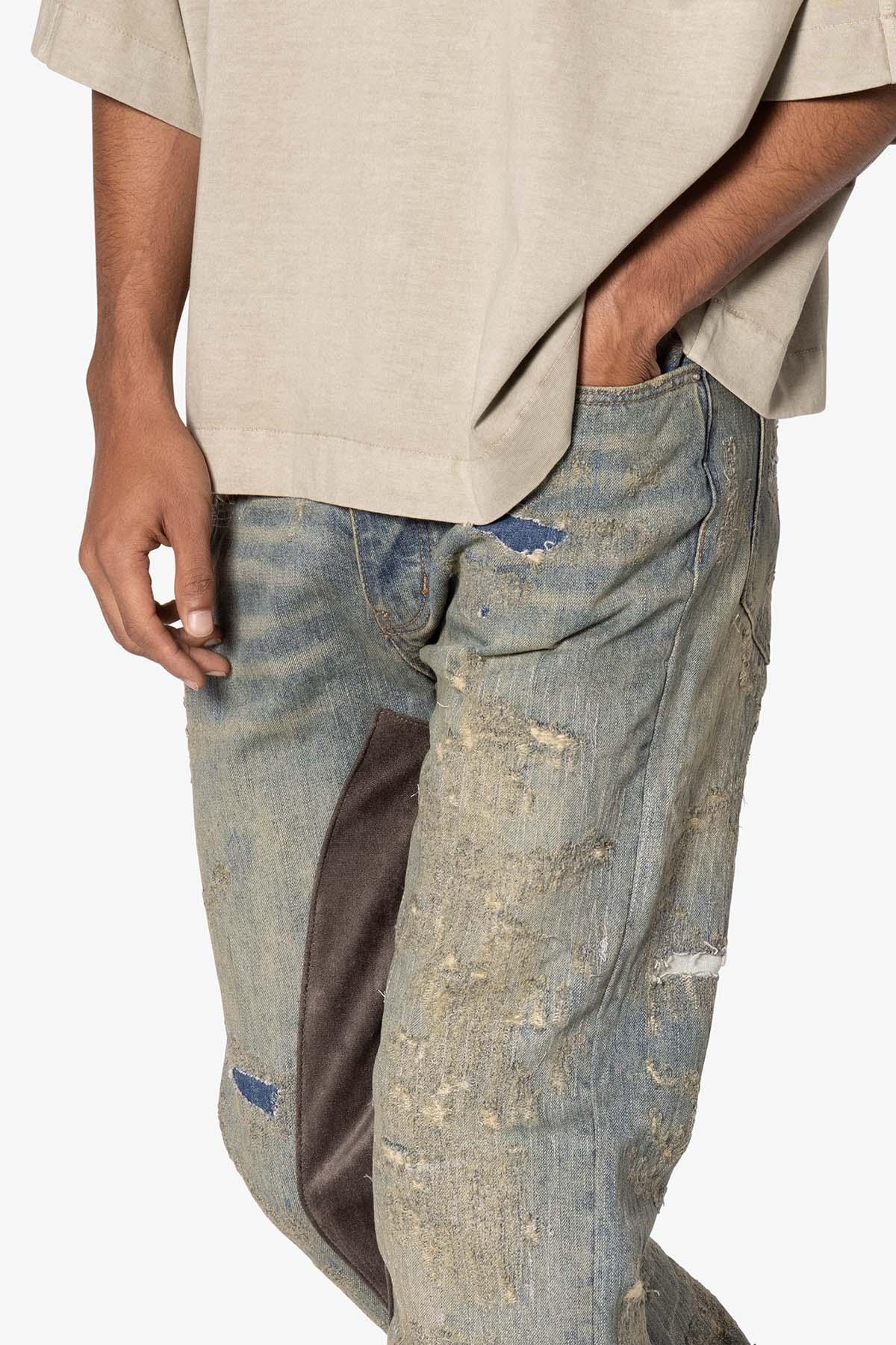 V613 Distressed Saddle Denim - Blue Product Image