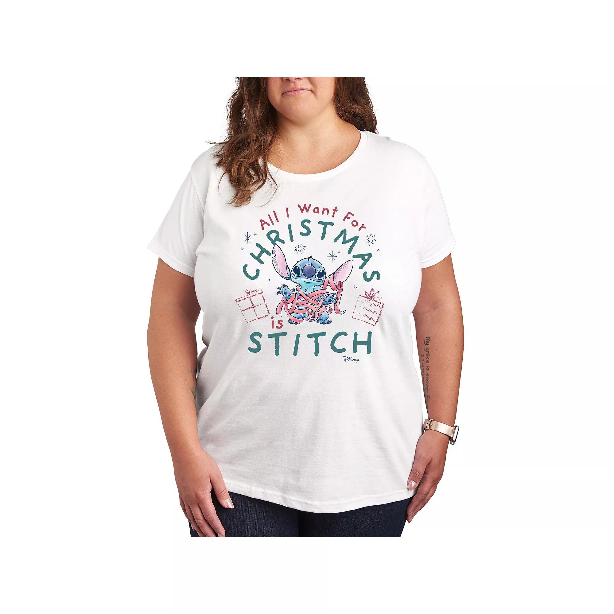 Disneys Lilo and Stitch Plus Size A Stitch For Christmas Graphic Tee, Womens Product Image