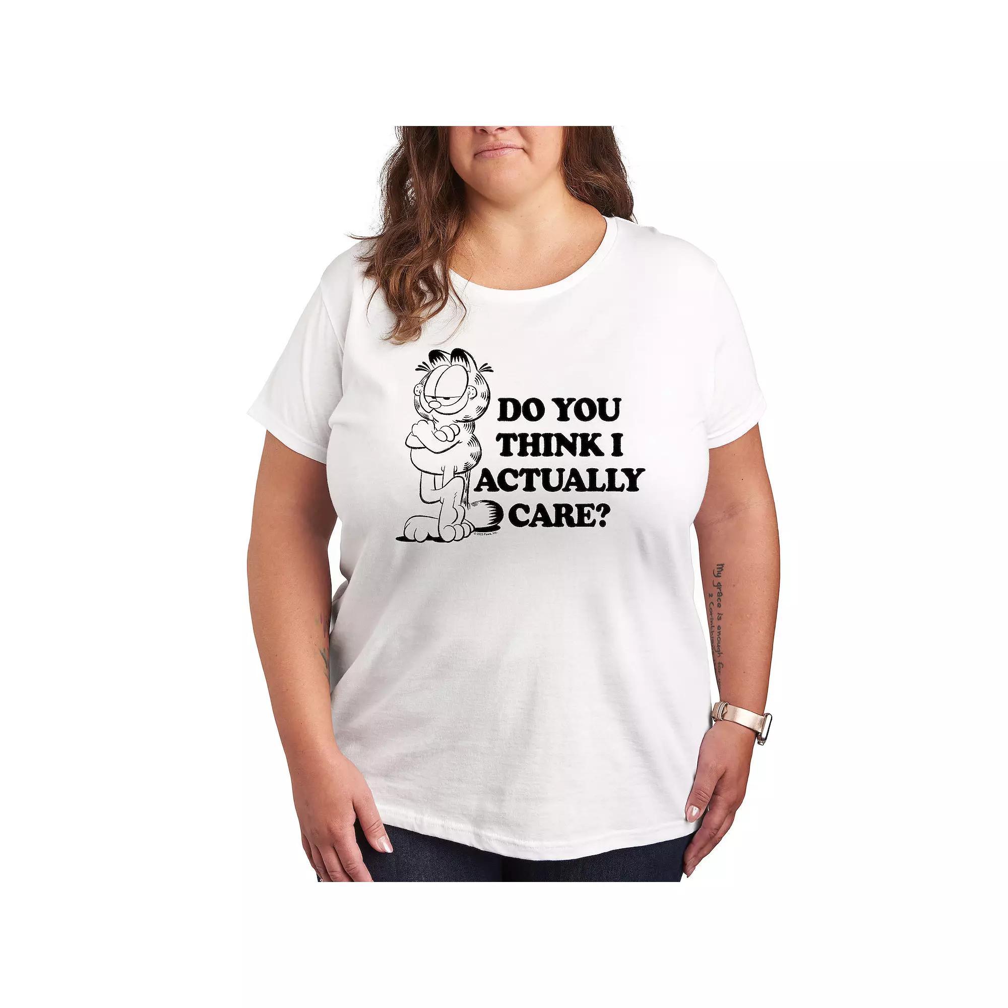 Plus Garfield Do You Think I Care Graphic Tee, Womens Product Image