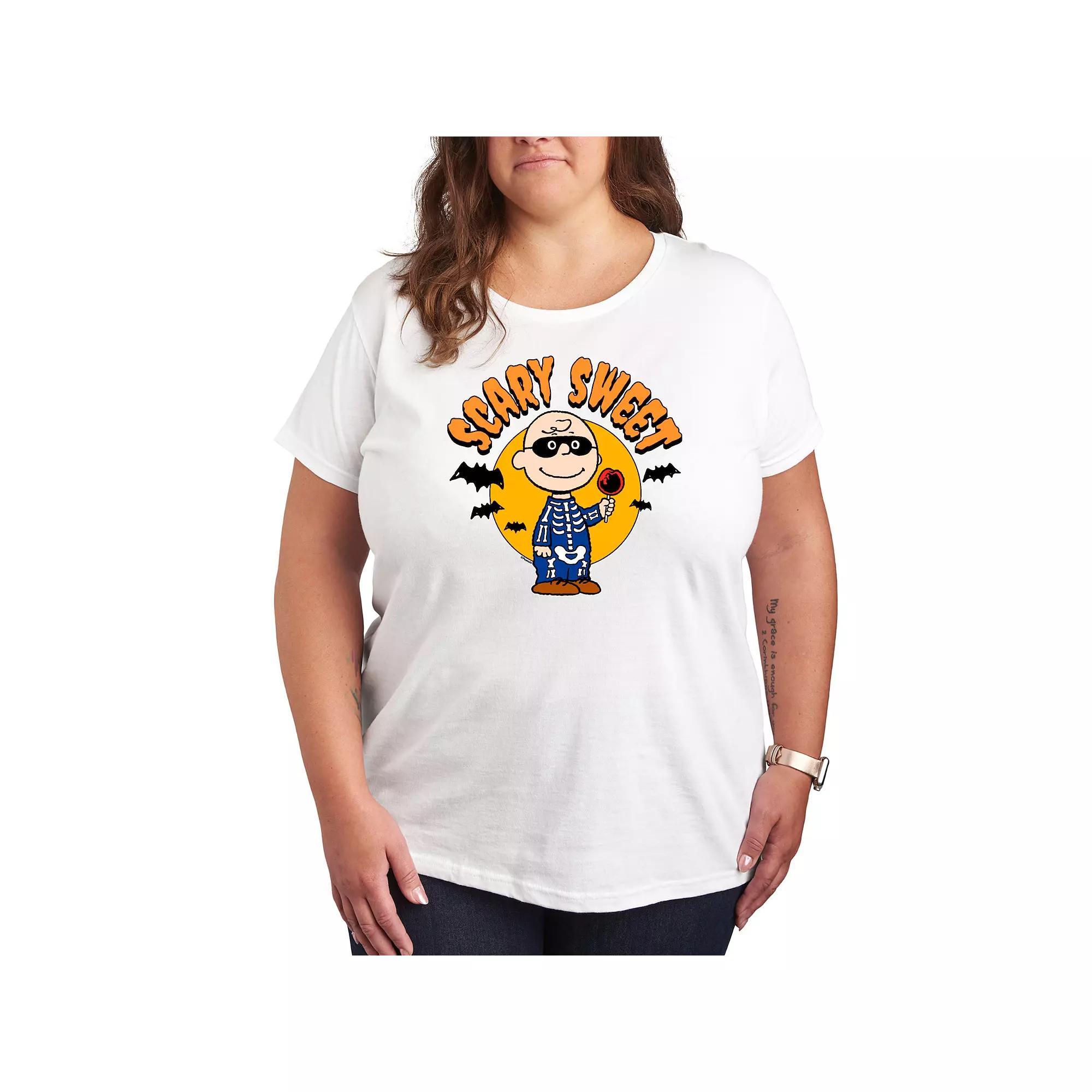Plus Size Peanuts Charlie Brown Scary Sweet Graphic Tee, Womens Product Image
