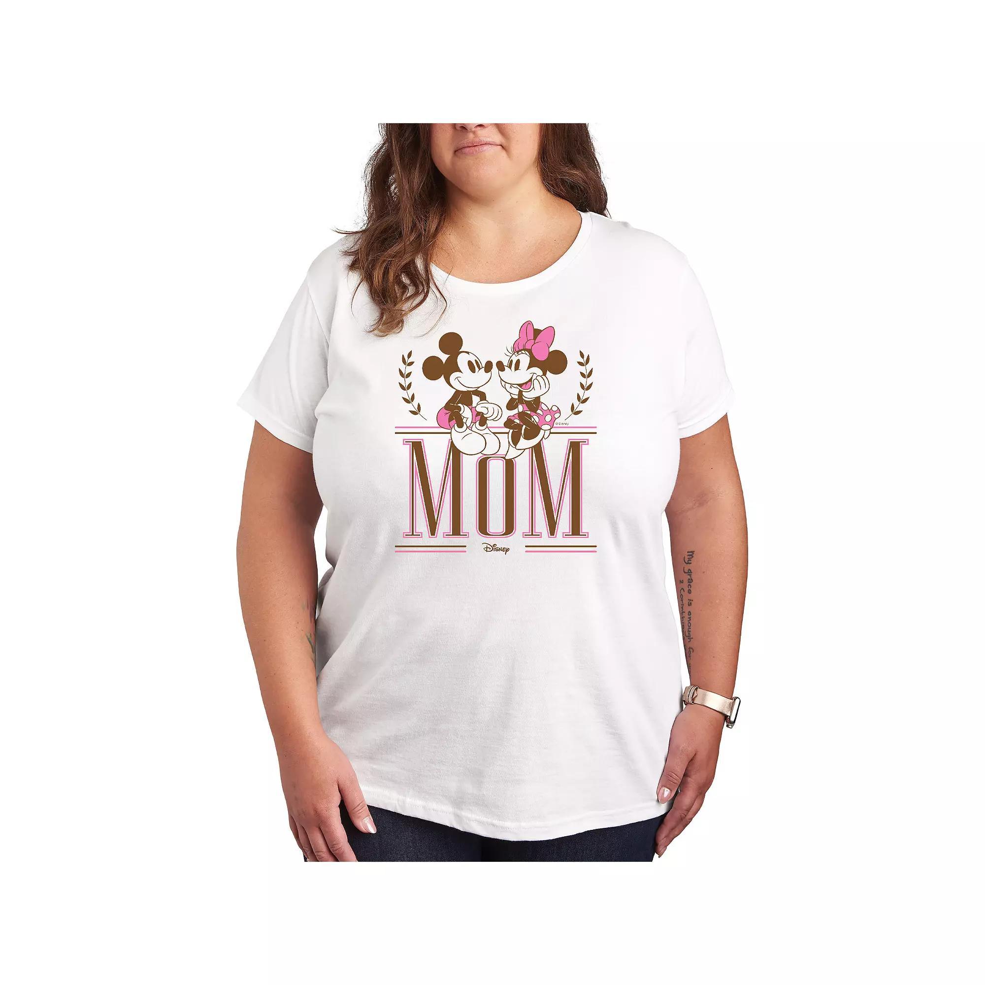 Disneys Mickey & Minnie Mouse Plus Size Mom Collegiate Graphic Tee, Womens Product Image