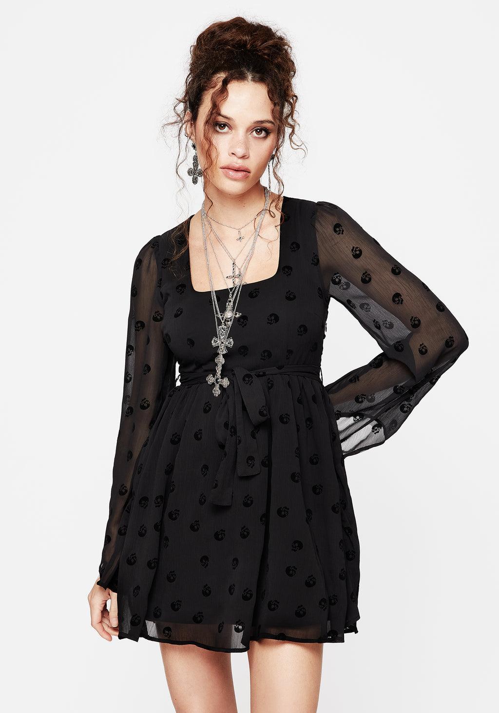 Bones Flocked Chiffon Mini Dress Product Image