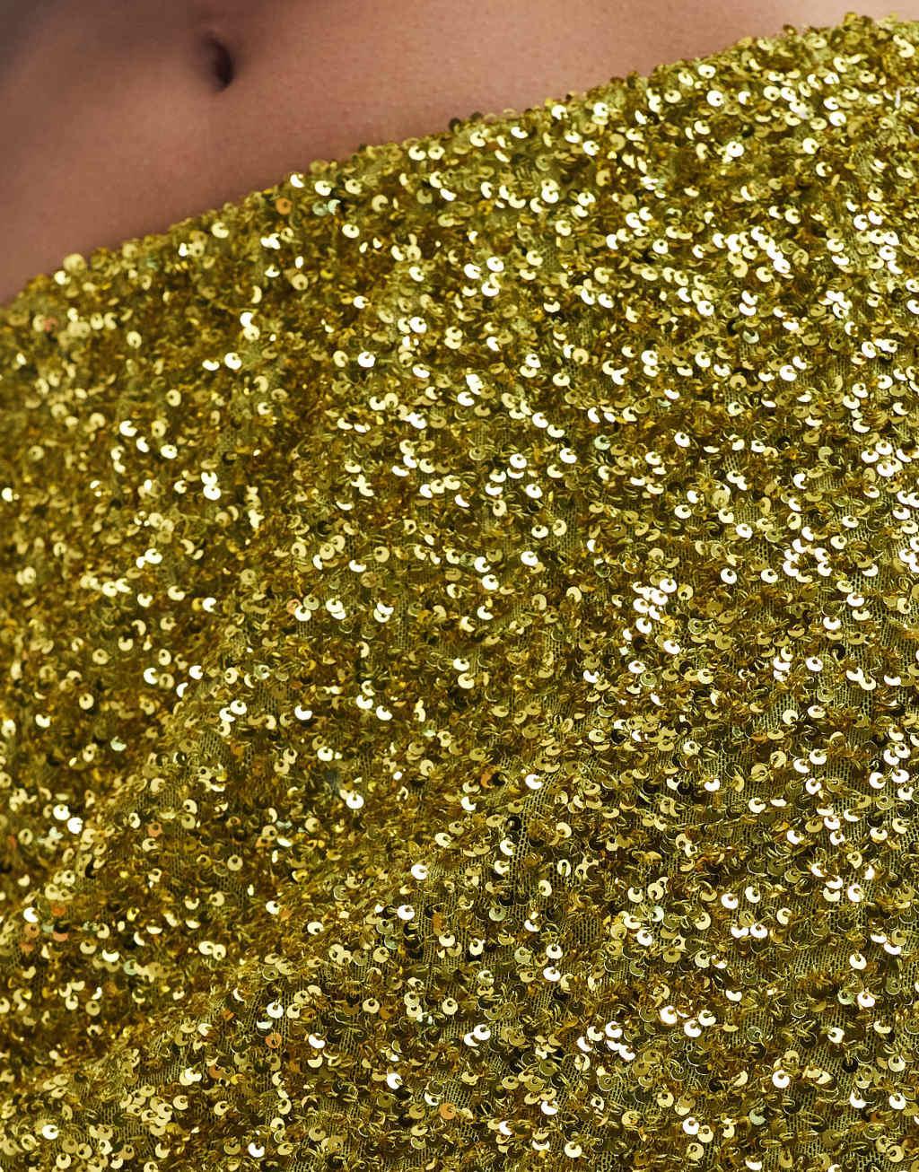 Never Fully Dressed sequin maxi skirt in olive Product Image