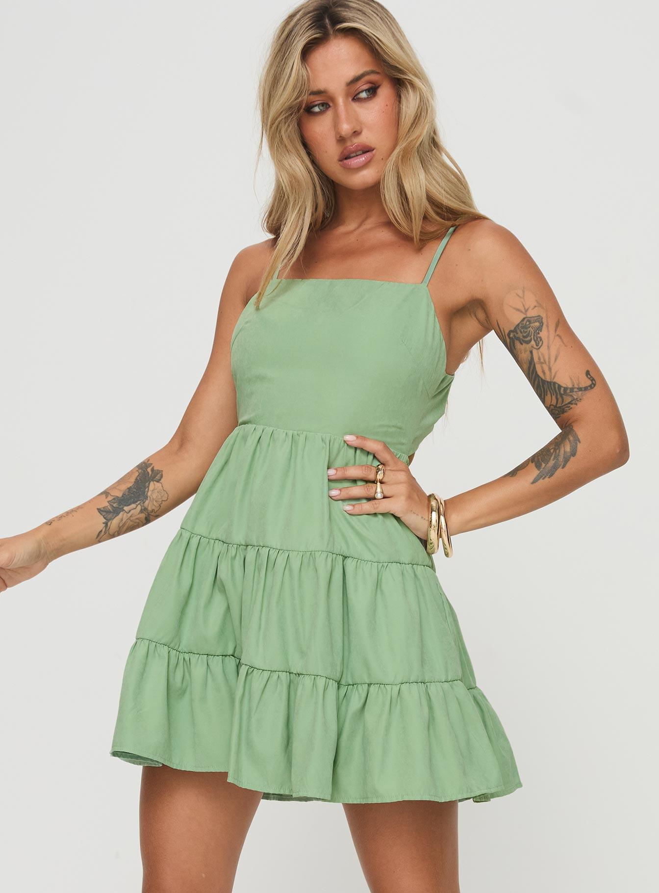 Summer Break Mini Dress Sage Product Image