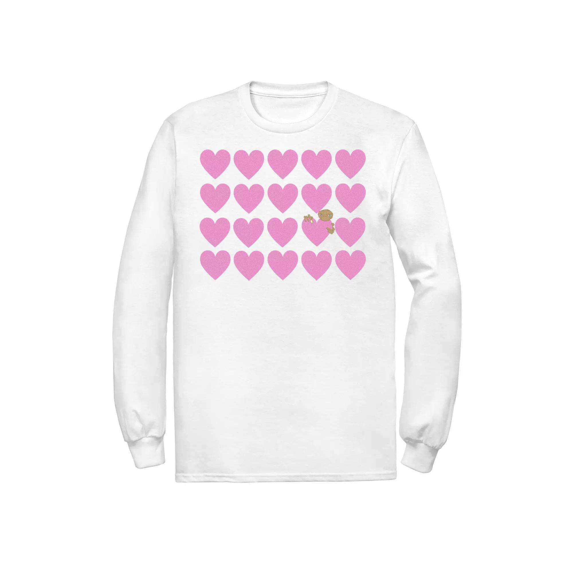 Men's E.T. Pink Heart Grid E.T. Peaking Tee, Size: XXL, White Product Image