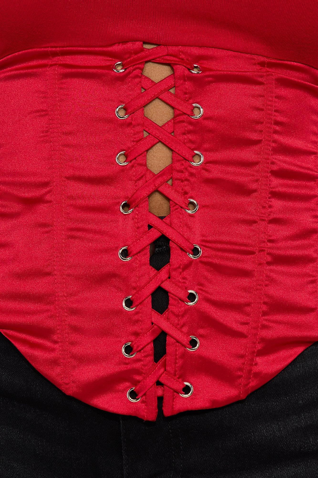 Love On The Line Corset Top - Red Product Image