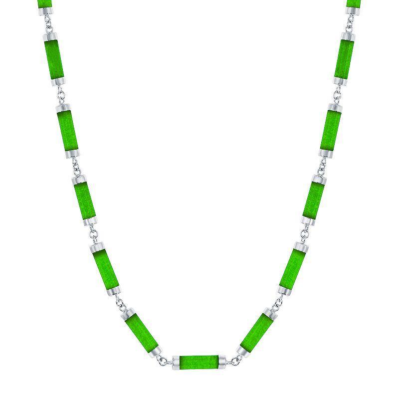 Argento Bella Sterling Silver Green Quartz Linked Bars Necklace, Womens Product Image