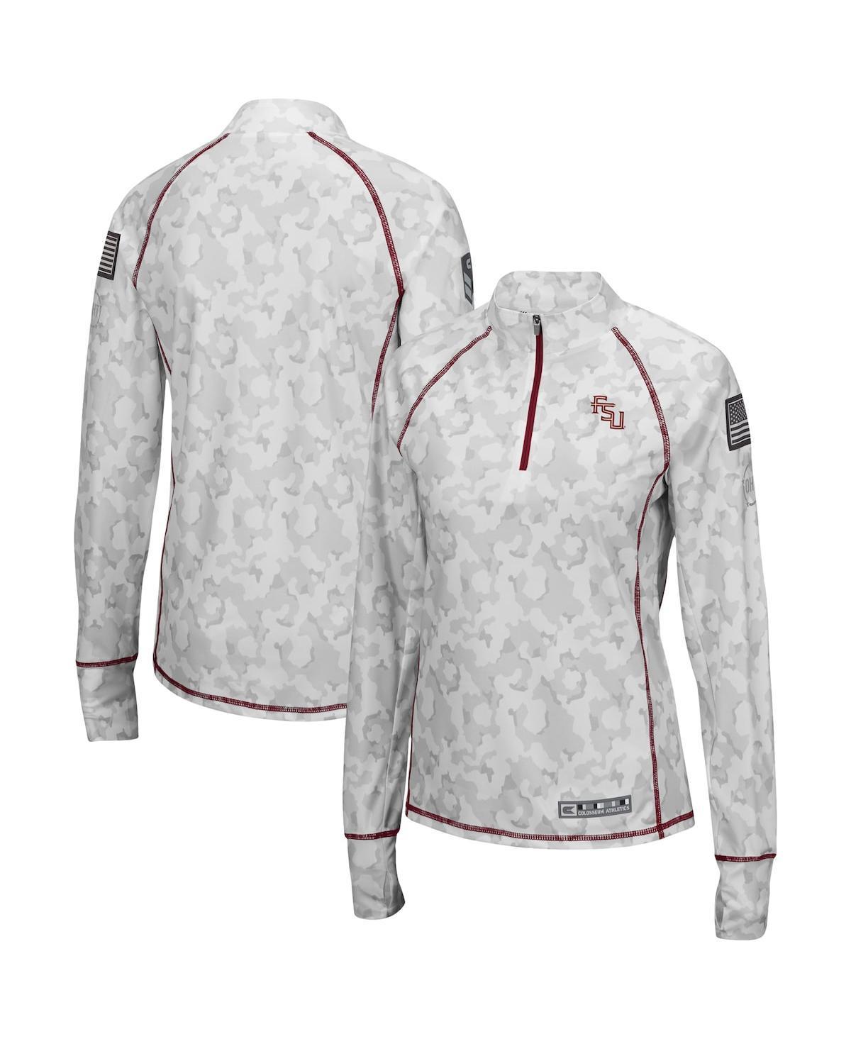 Women's Colosseum White Florida State Seminoles OHT Military Appreciation Officer Arctic Camo 1/4-Zip Jacket, Size: 2XL Product Image