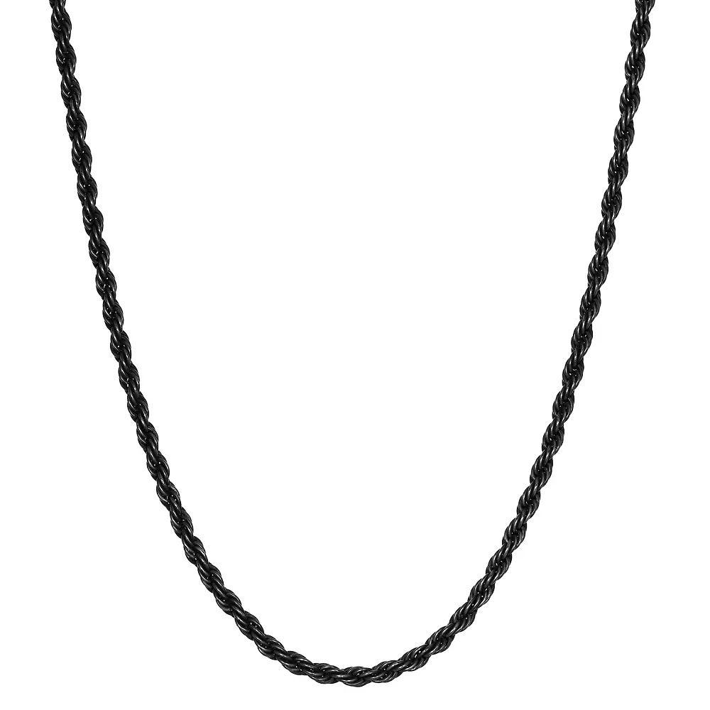 Men's LYNX Black Ion-Plated Stainless Steel Chain Necklace, Size: 24", Silver Product Image