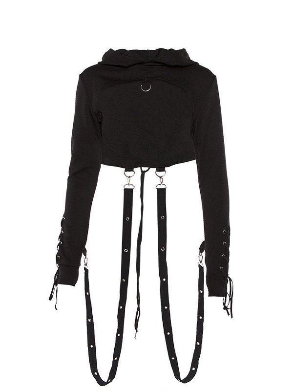 Detachable Strap Tie Back Cropped Hoodie Product Image