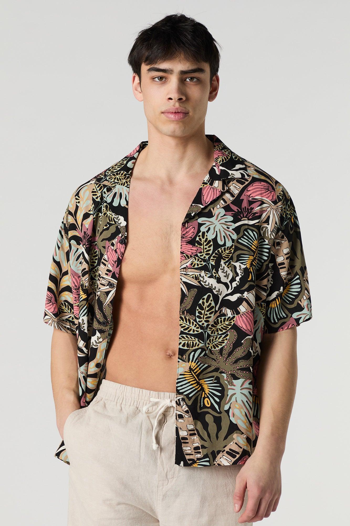 Summer Vibes Print Button-Up Top Male Product Image