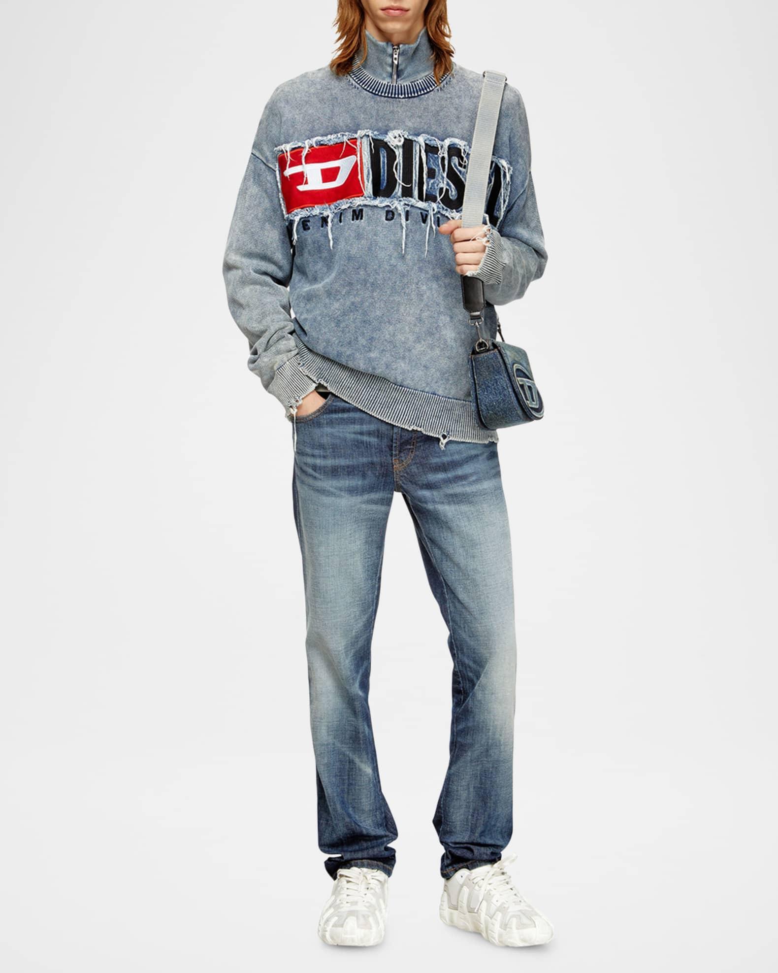 Men's K-Fronzi Frayed Denim Logo Crewneck Sweater Product Image