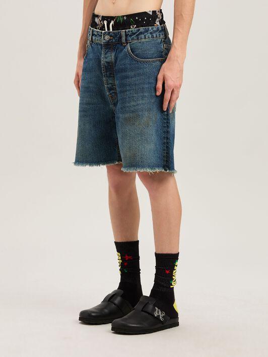 Lasered Curved Logo denim shorts Product Image