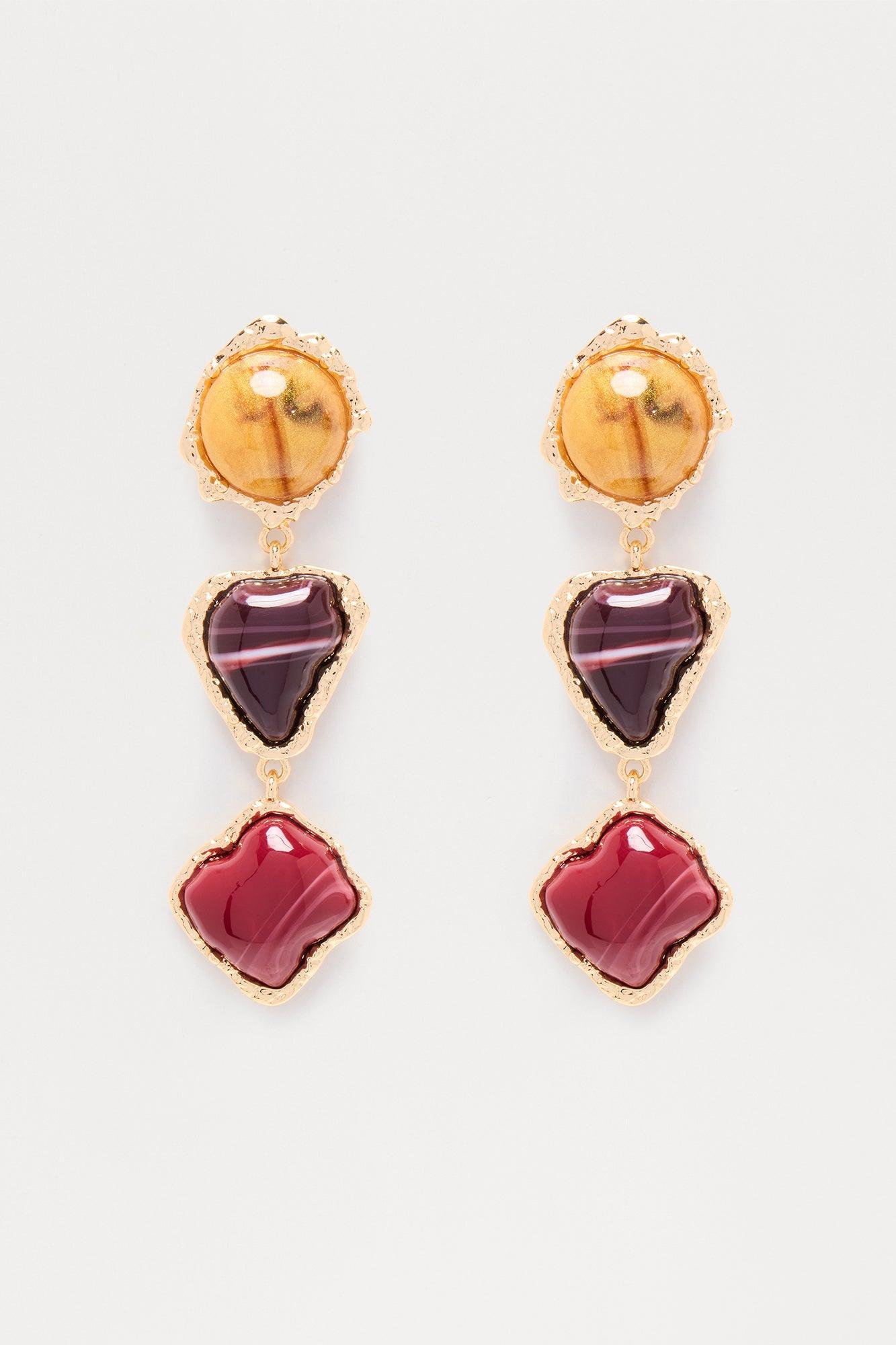 Show Off Jeweled Drop Earrings - Gold/Multi Female Product Image