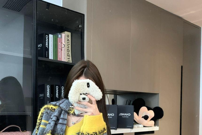 V-Neck Color Block Oversized Sweater Product Image