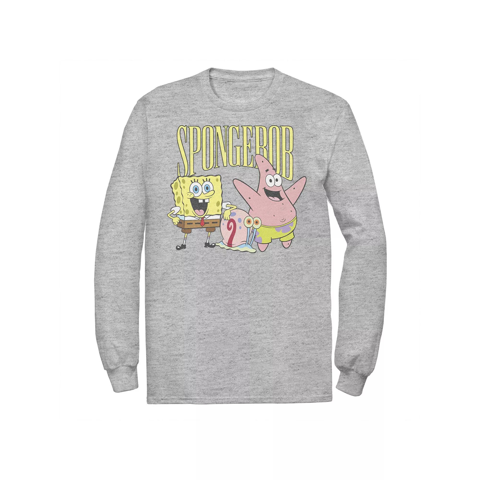 Men's SpongeBob SquarePants Best Friends Poster Tee, Size: Medium, Athletic Grey Product Image