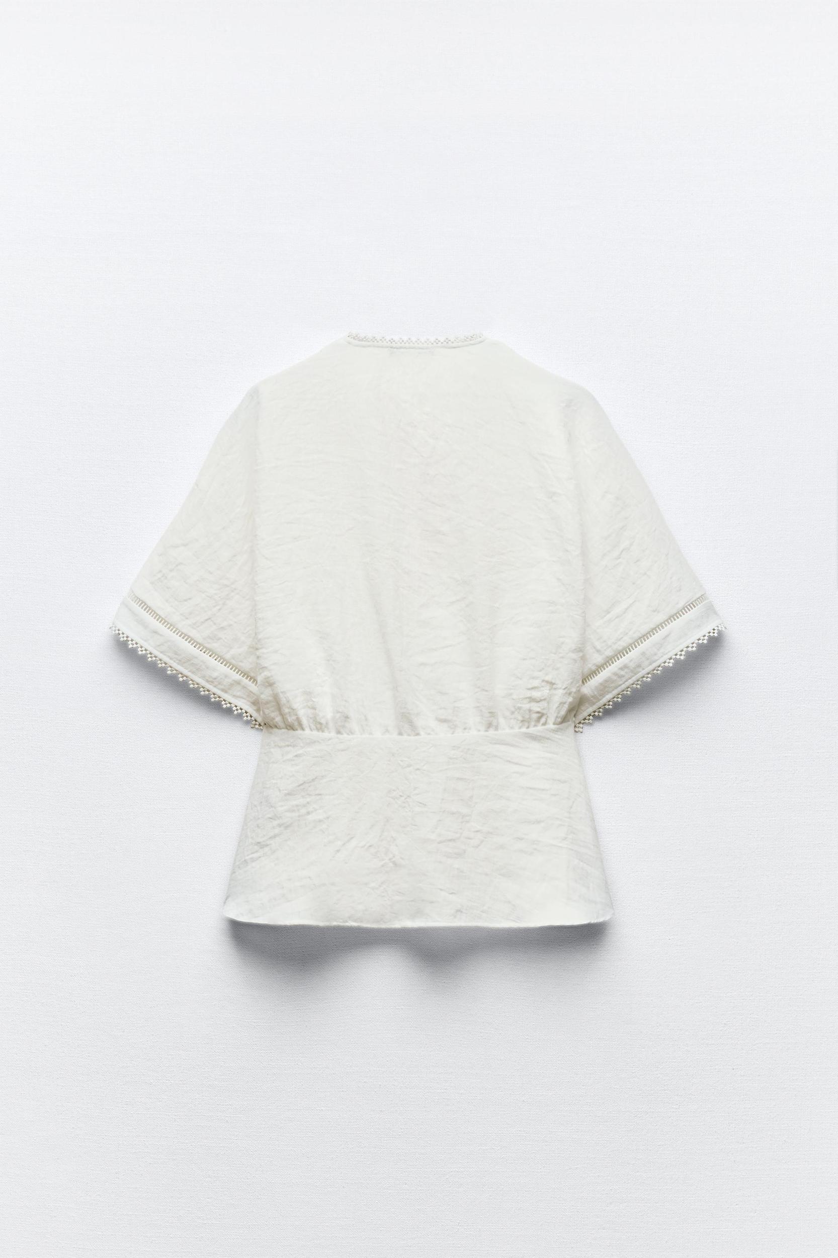 KIMONO TOP WITH LACE INSERTS Product Image