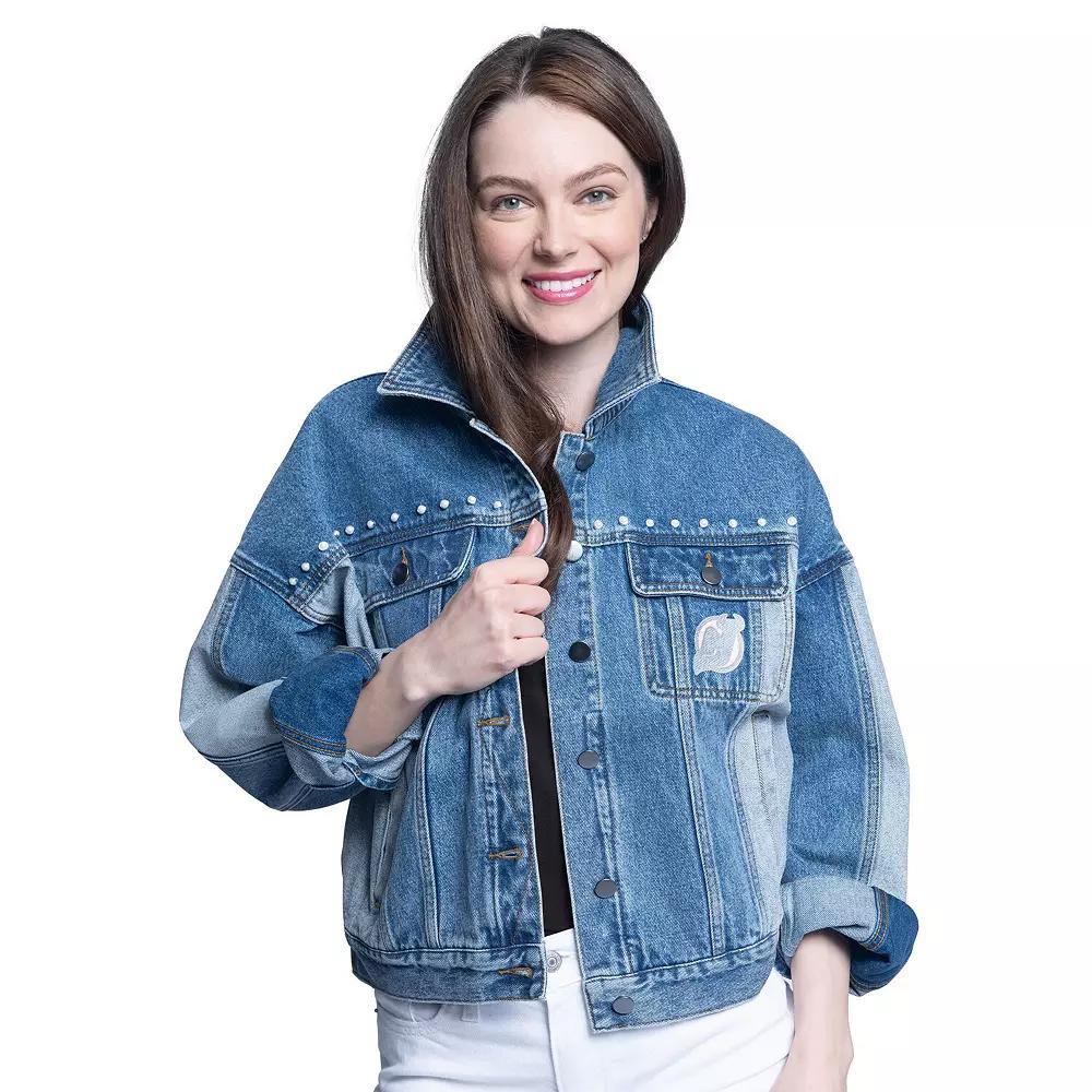 Women's G-III Sports by Carl Banks Houston Astros Victory Oversized Button-Up Denim Jacket, Size: XXL, Turquoise A Product Image