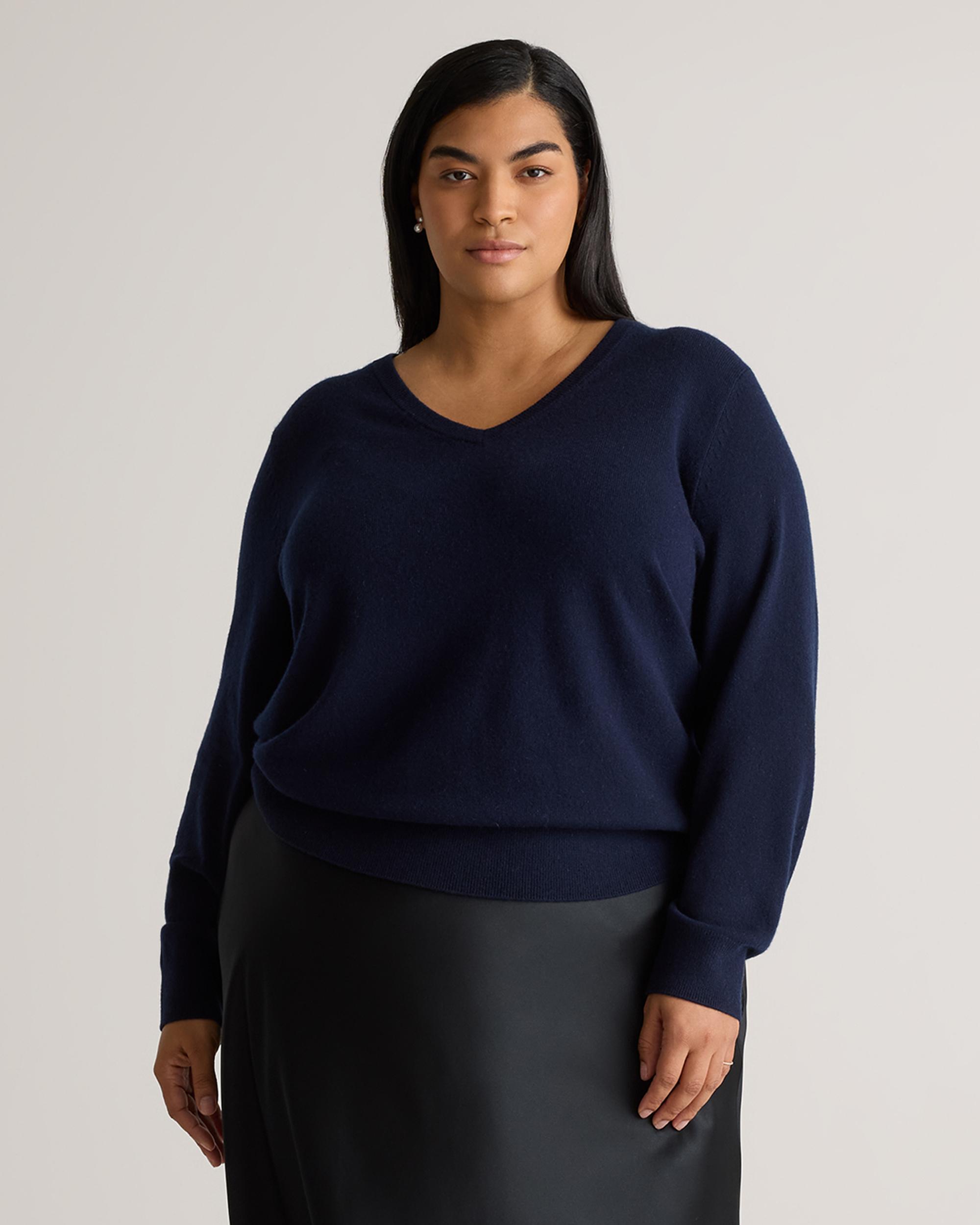 Mongolian Cashmere V-Neck Sweater - Plus Size Product Image