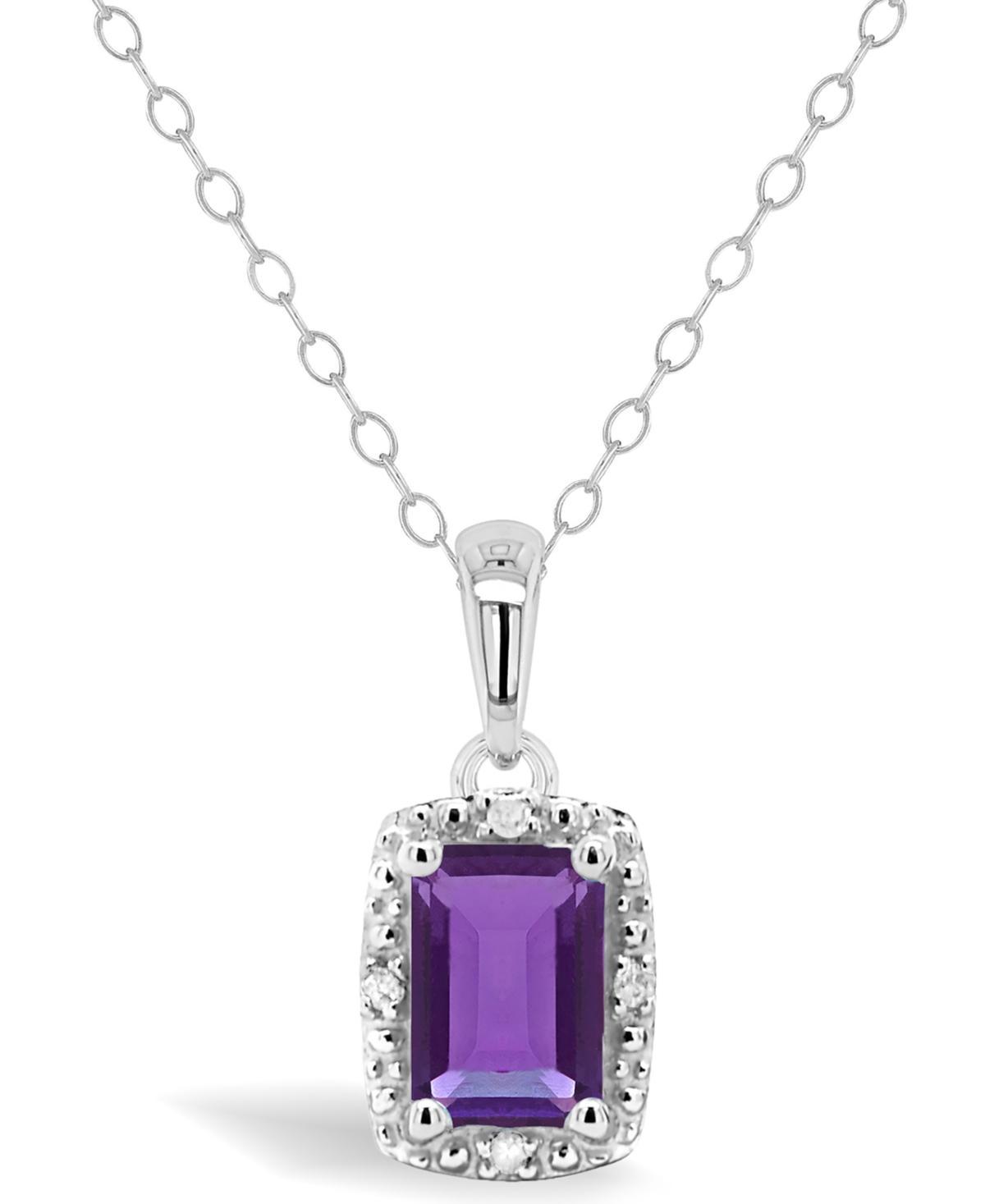 Celebration Gems Sterling Silver Gemstone & Diamond Accent Pendant Necklace, Womens Purple Product Image