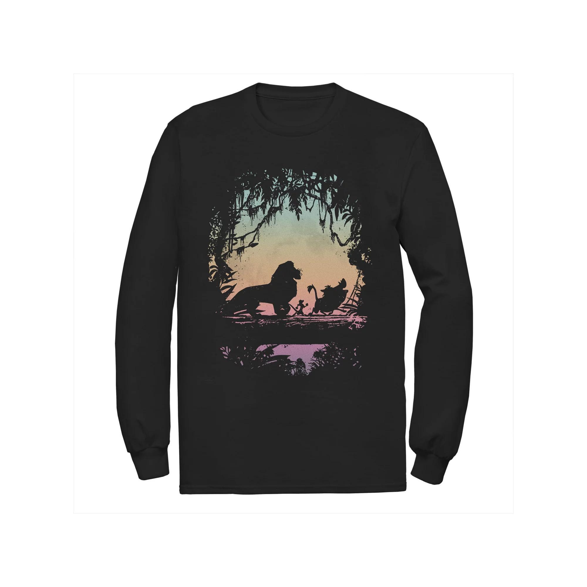 Disney's The Lion King Men's Gradient Jungle Trio Tee, Size: Small, Black Product Image