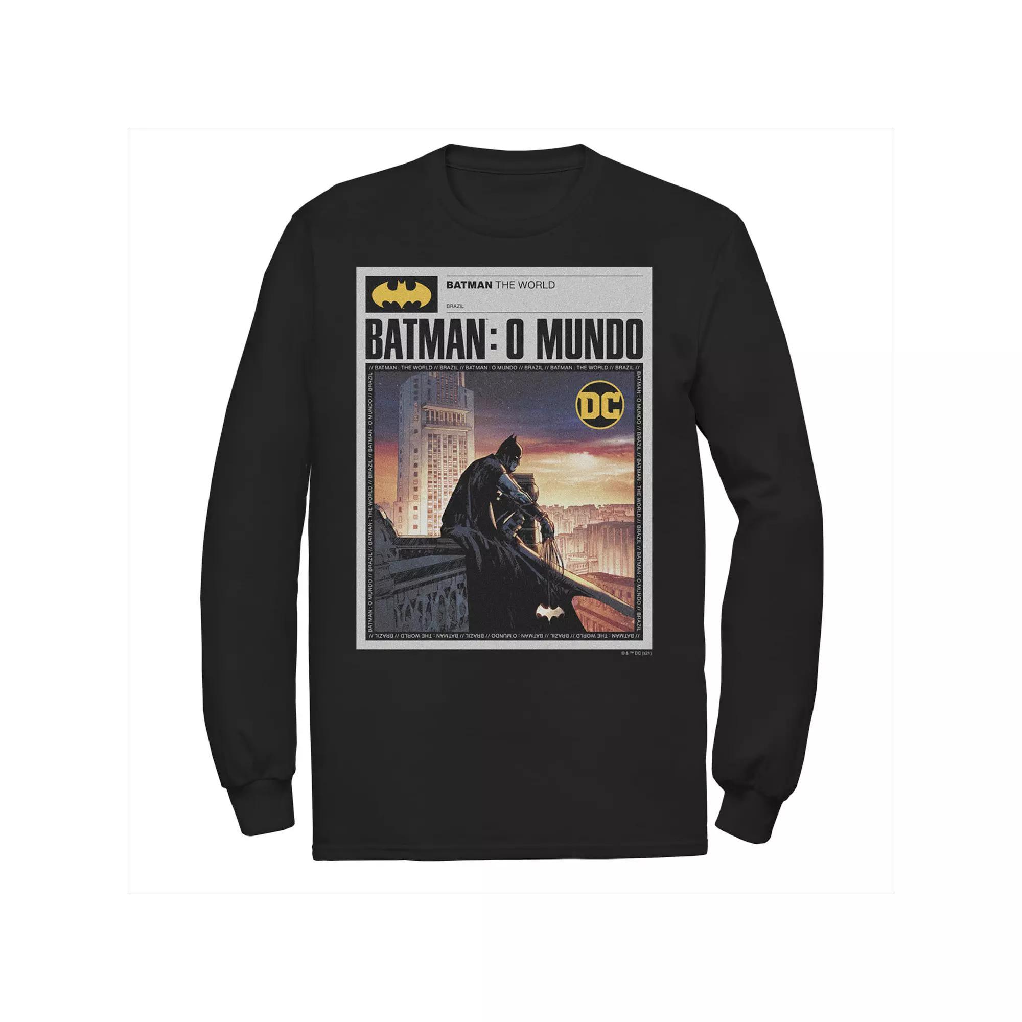 Men's Batman: The World Mexico News Poster Tee, Boy's, Size: Medium, Black Product Image