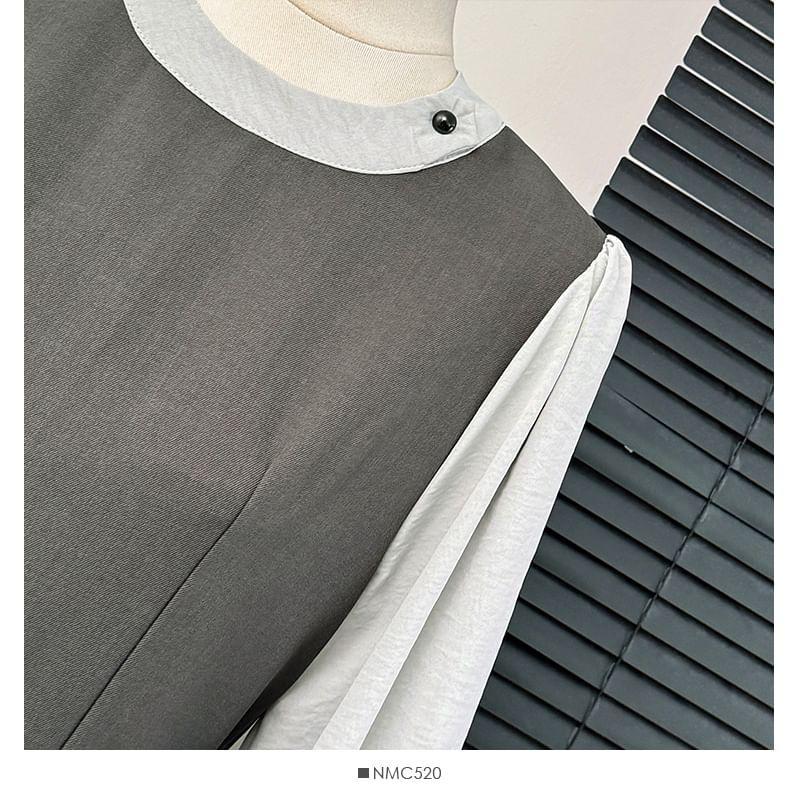 Colorblock Mock Two-Piece Midi Dress Product Image