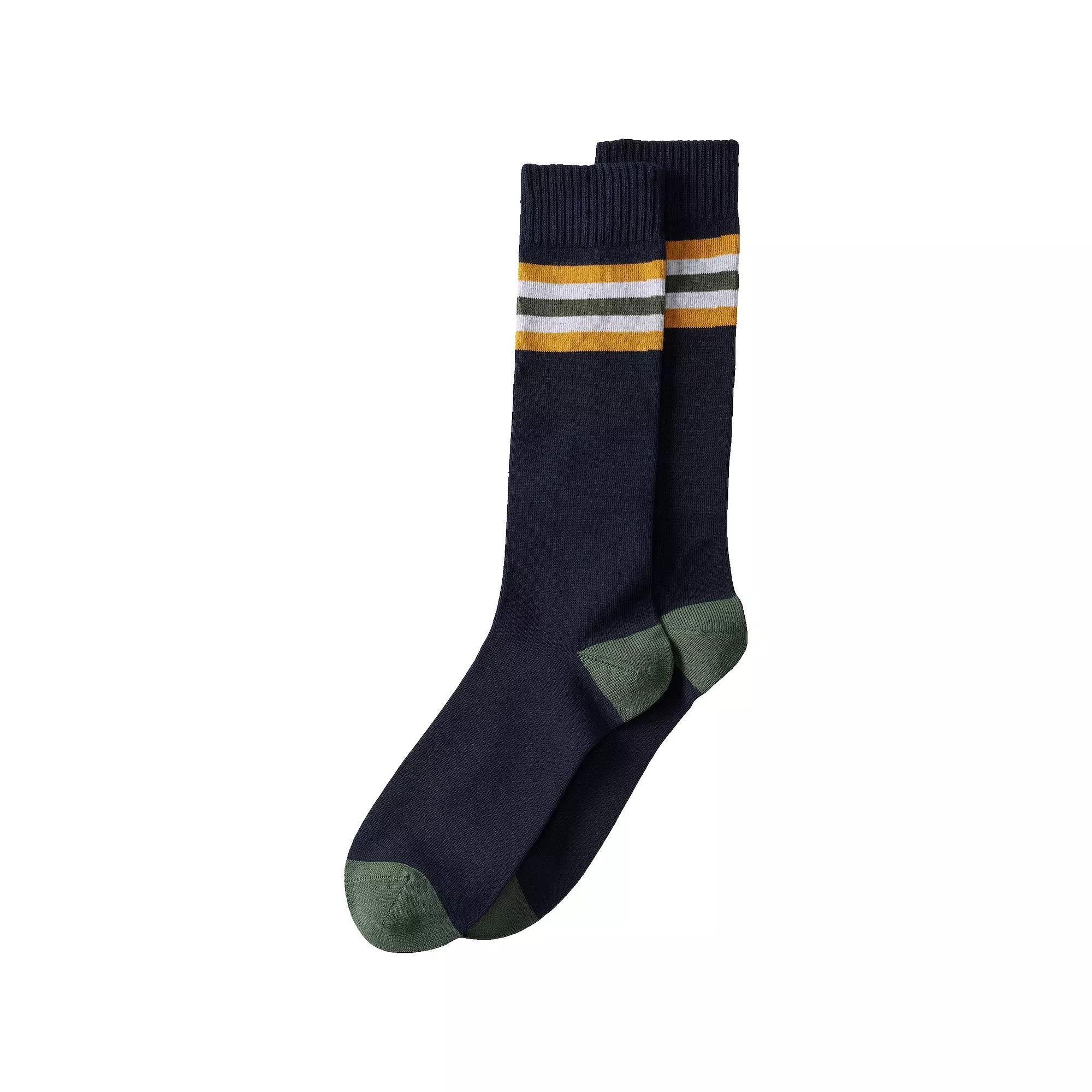 Men's Lands' End Novelty Crew Socks, Blue Rugby Stripe Product Image