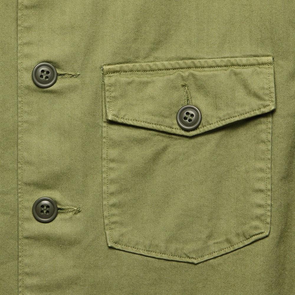 Herringbone Twill Shirt - Olive Product Image