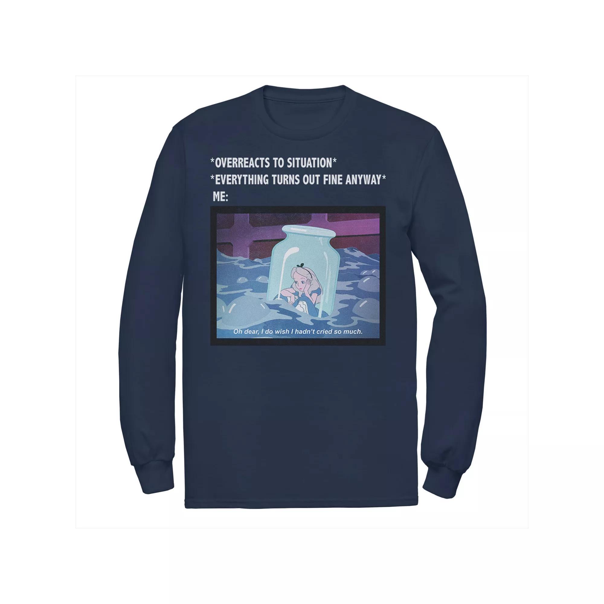 Men's Disney Alice In Wonderland Overreacts To Situation Meme Tee, Size: Small, Blue Product Image