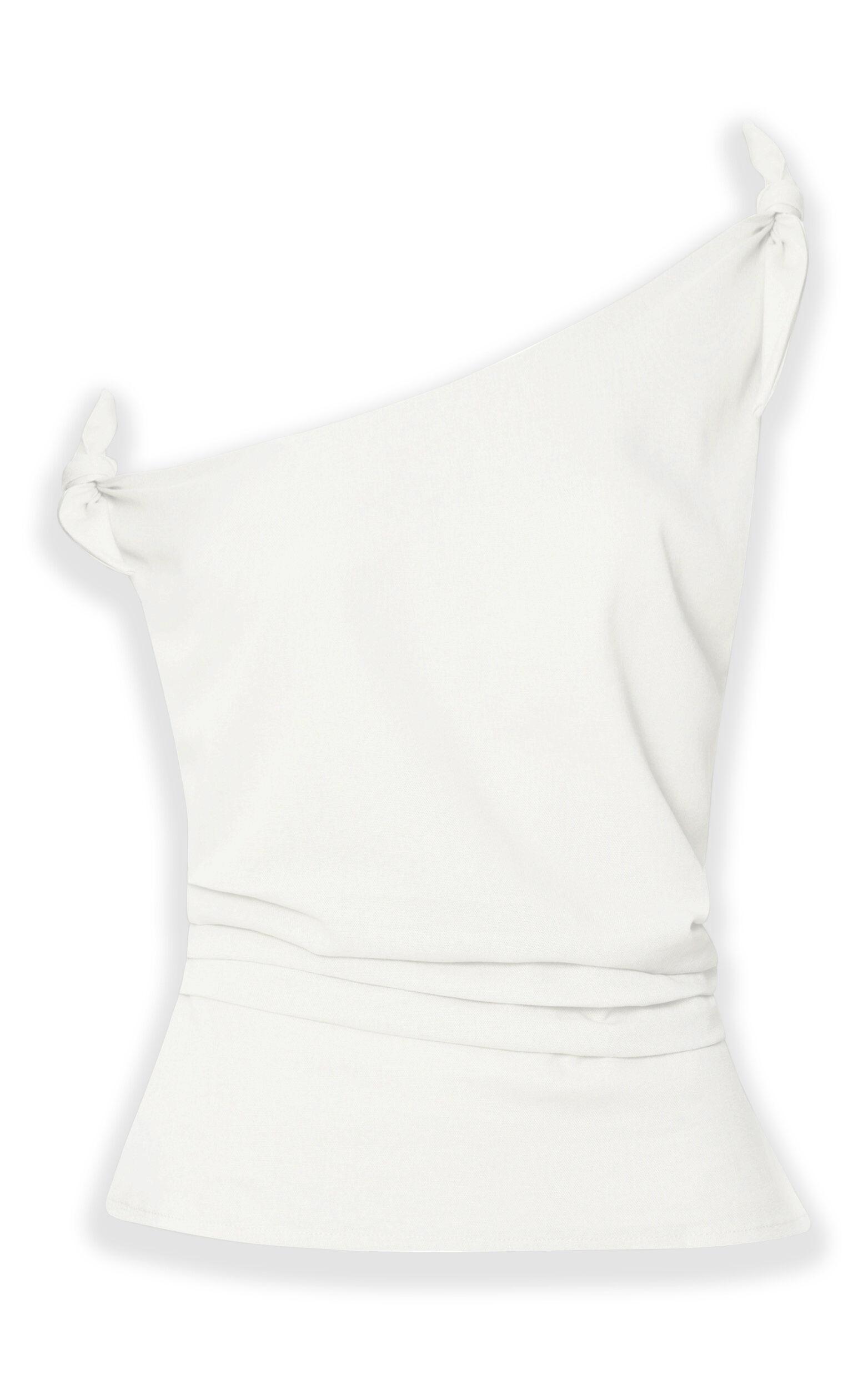 Ivy Top - Linen Off Shoulder Tie Top in White Product Image
