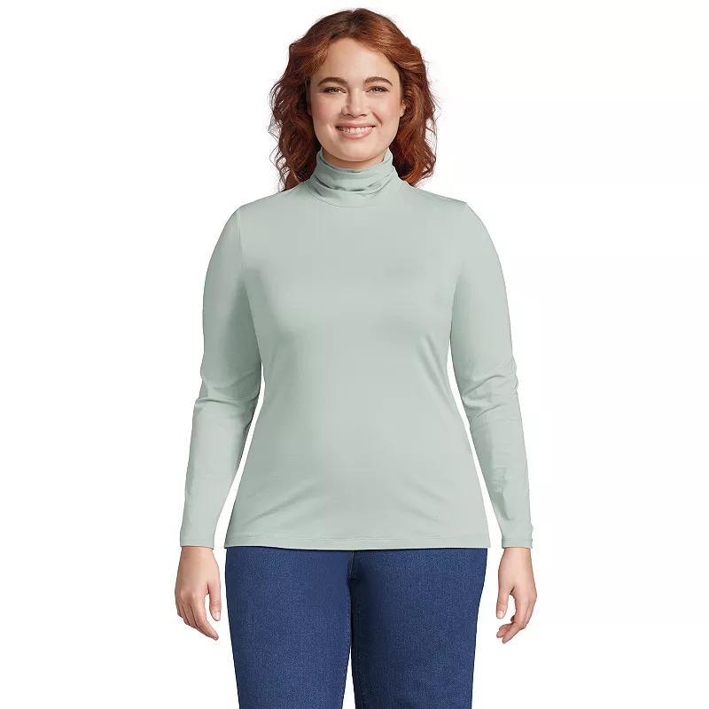 Plus Size Lands' End Lightweight Fitted Long Sleeve Turtleneck, Women's, Size: 1XL, Black Product Image