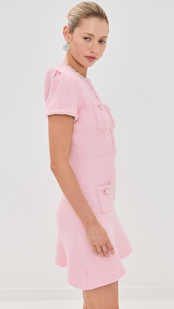 Self Portrait Pink Textured Knit Mini Dress | Shopbop Product Image