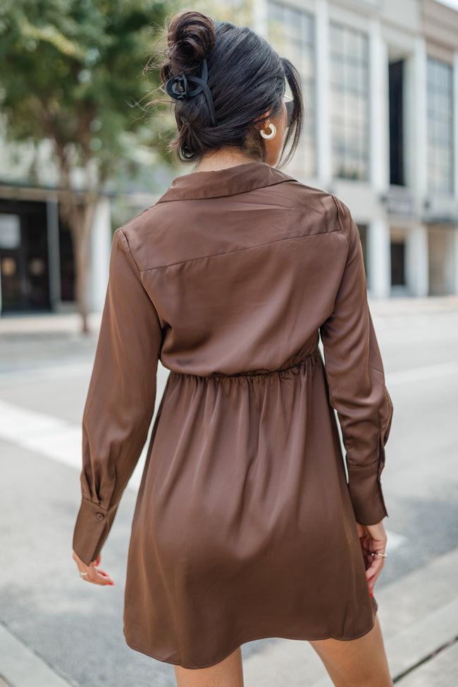 Best Foot Forward Chocolate Button Detail Collared Dress FINAL SALE Product Image