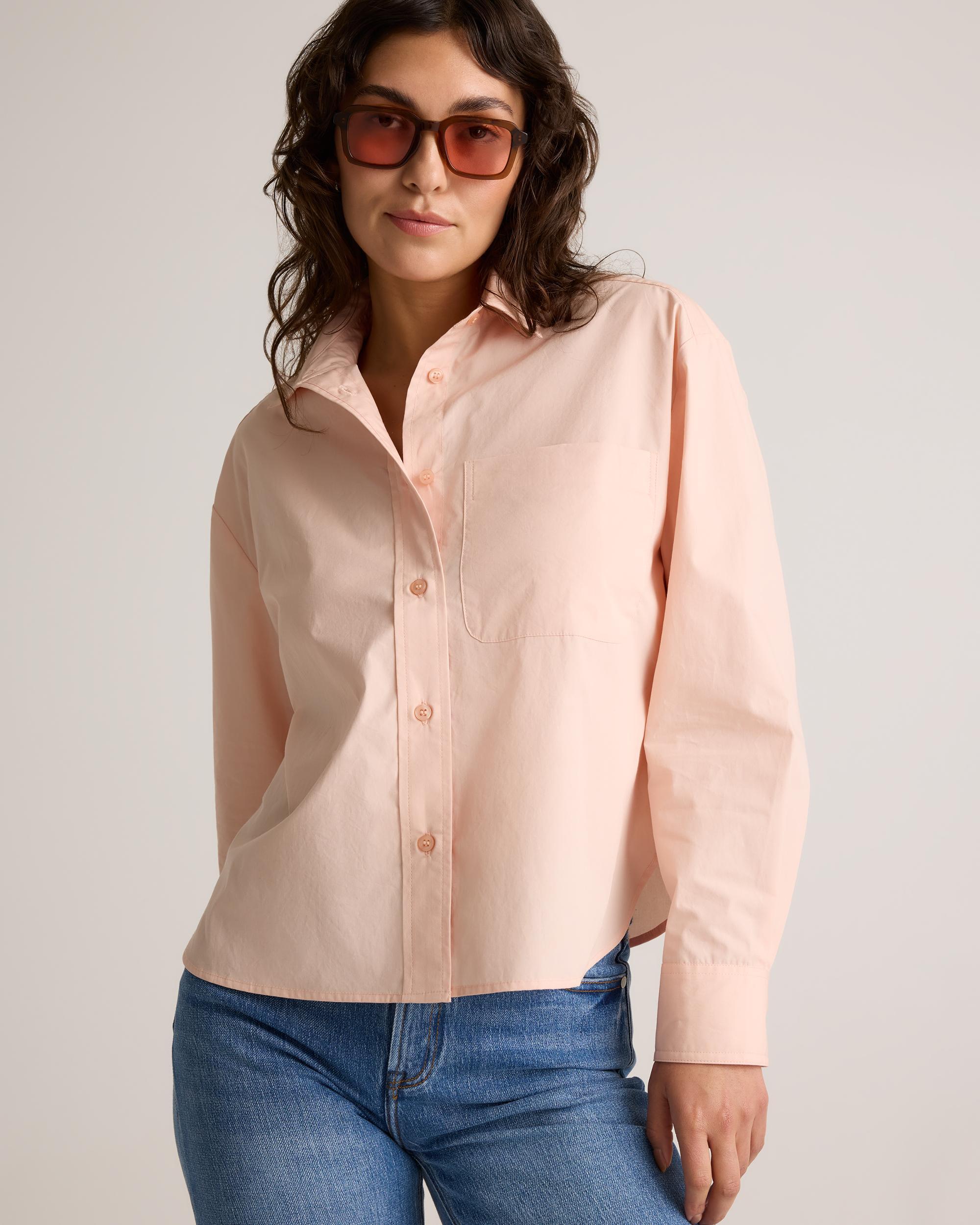 Quince | Women's Poplin Cropped Long Sleeve Shirt Size XS, Organic Cotton Product Image