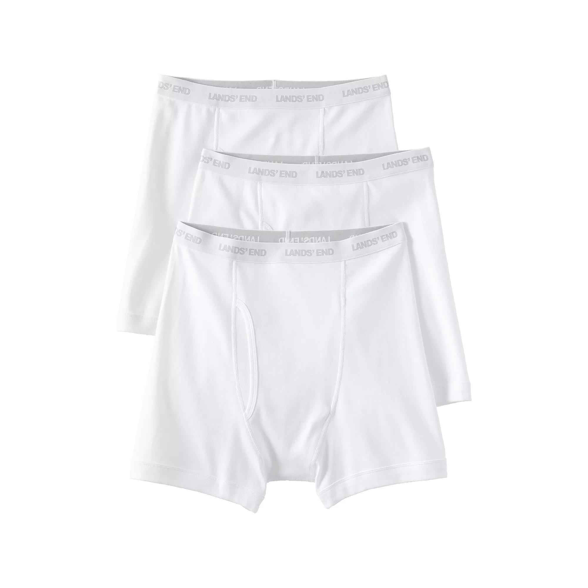 Big & Tall Lands' End Cotton 3-Pack Boxer Briefs, Men's, Size: 3XB, White Product Image