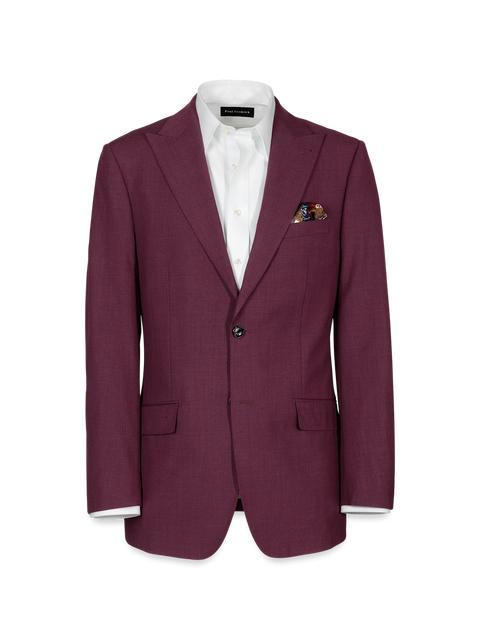 Wool Stretch Bengaline Peak Lapel Suit Jacket - Plum Product Image