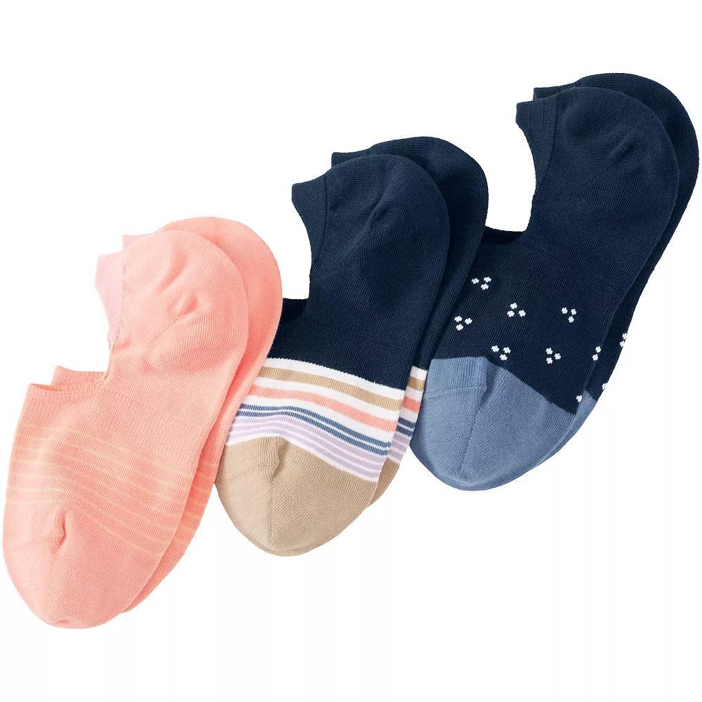 Women's Lands' End 3-Pack No-Show Socks, Size: Small-Medium, Variegated Stripe Product Image