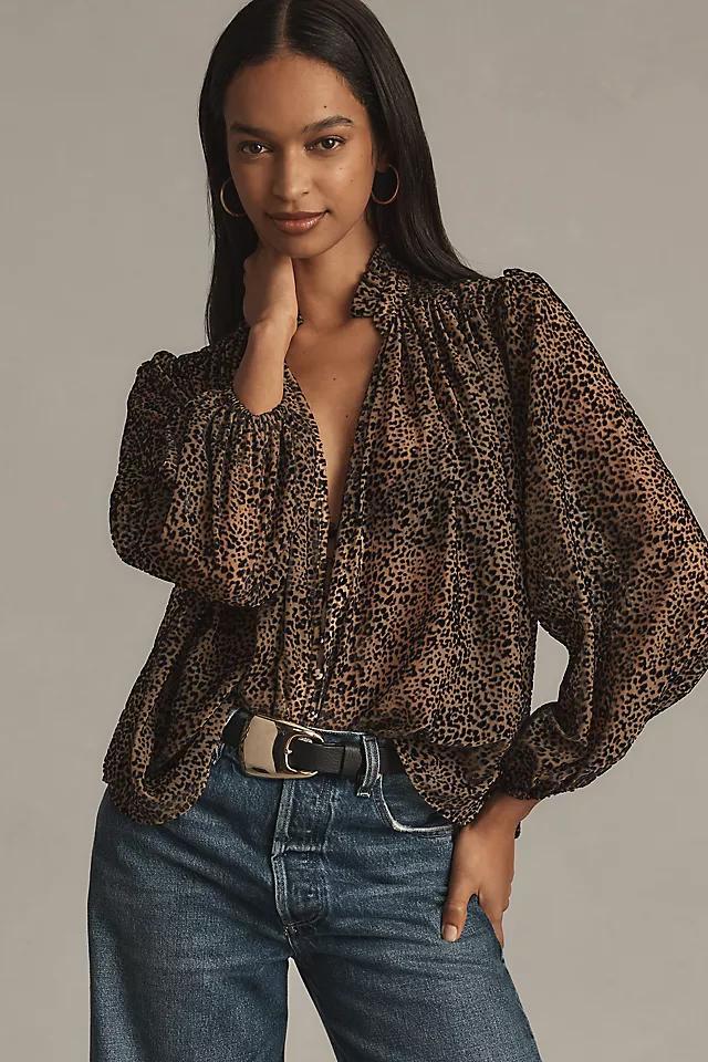 The Estela Sheer Printed Blouse: Burnout Edition Product Image