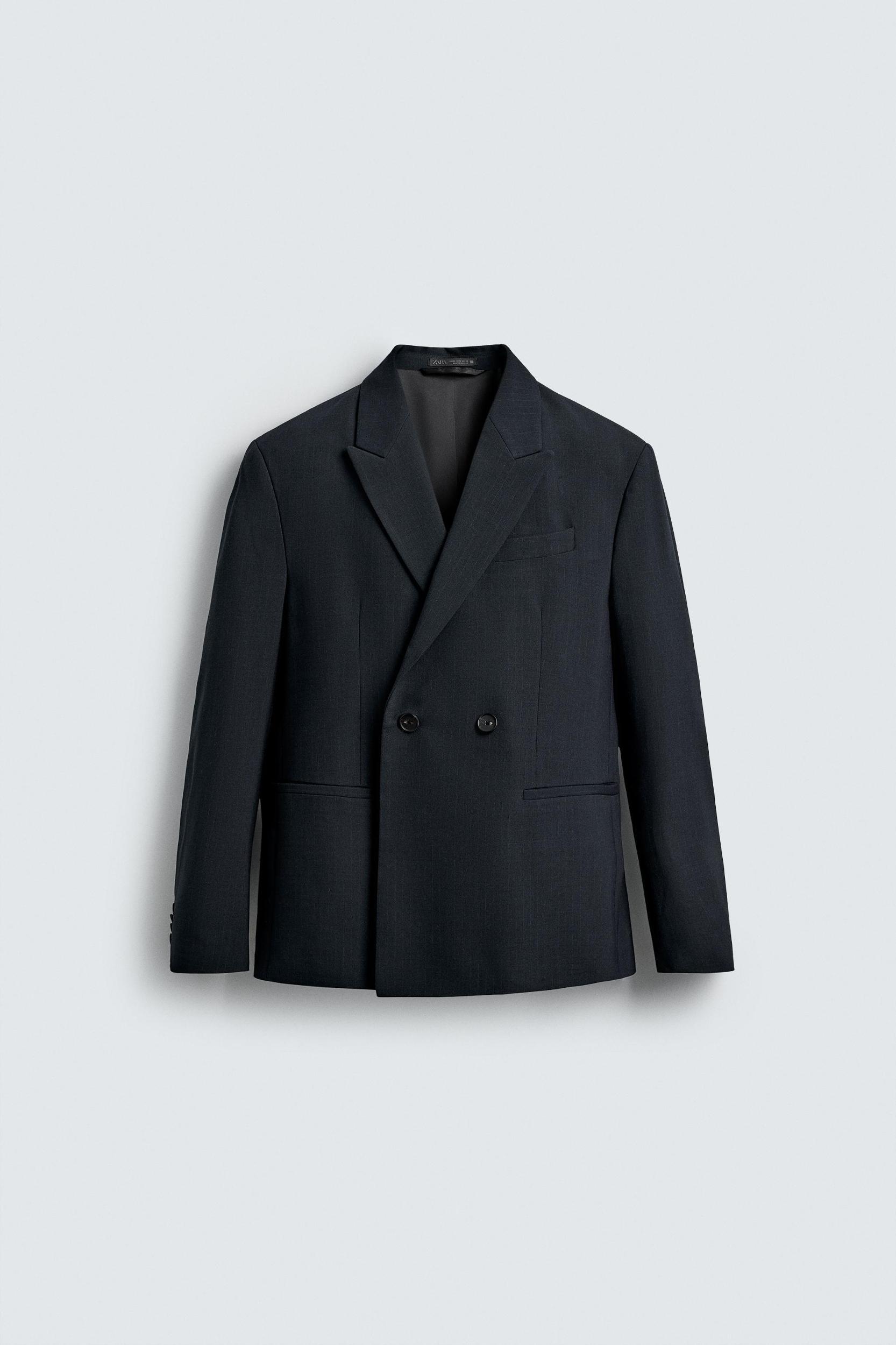 STRIPED DOUBLE BREASTED SUIT BLAZER Product Image
