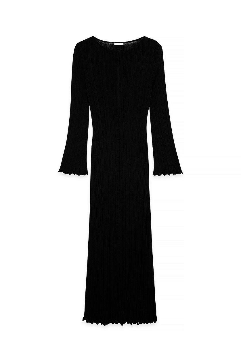 Knitted Round Neck Frill Maxi Dress Product Image