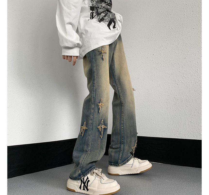 Cross Patch Straight Leg Jeans Product Image