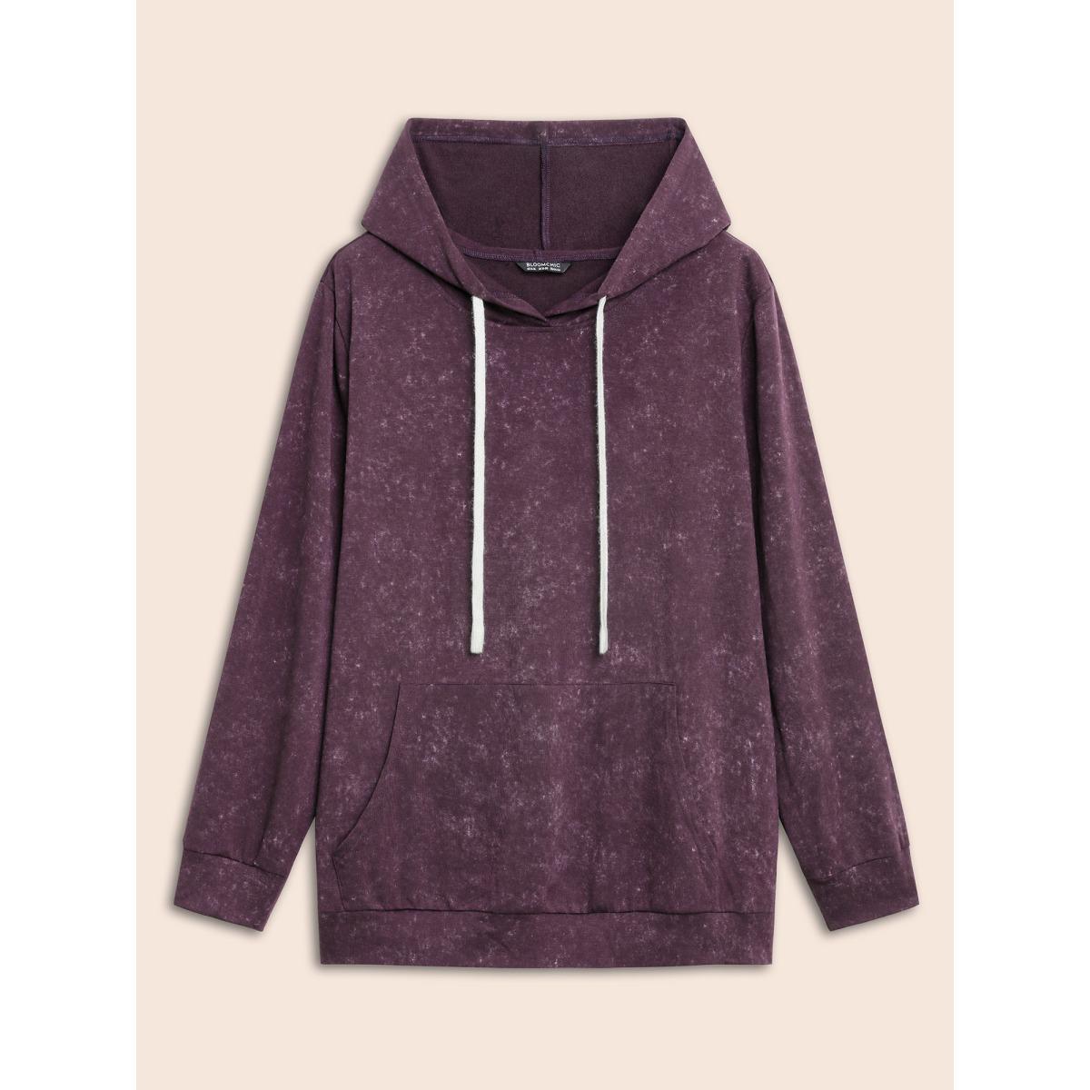 Plus Size Hooded Ties Pocket Elastic Cuffs Sweatshirt Women Indigo Casual Elastic cuffs Hooded Dailywear Sweatshirts BloomChic 14-16/1X Product Image