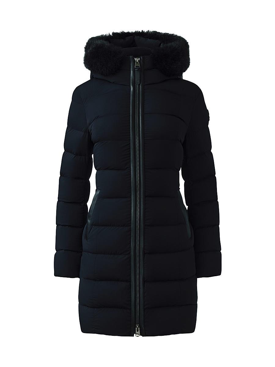 Womens Calla Shearling-Embellished Down Coat Product Image